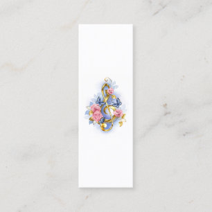 Diskantnyckel med rosa rosor mini visitkort