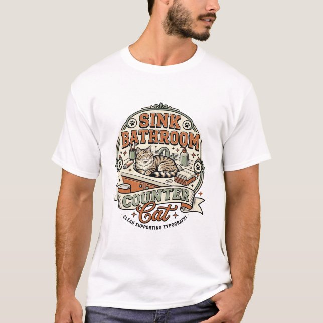 Diskbänk för badrum Katt Diskbänk för badrum Katt T Shirt (Framsida)