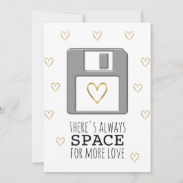 Diskett Guld Heart Valentine Day Dator Julkort