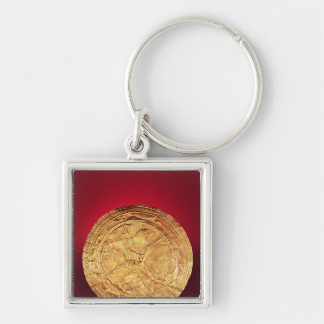 Diskett som används eventuellt som en brosch, från fyrkantig silverfärgad nyckelring (Framsidan)