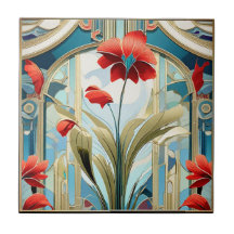 Diskettblommor Art Deco Design Ceramic Tile