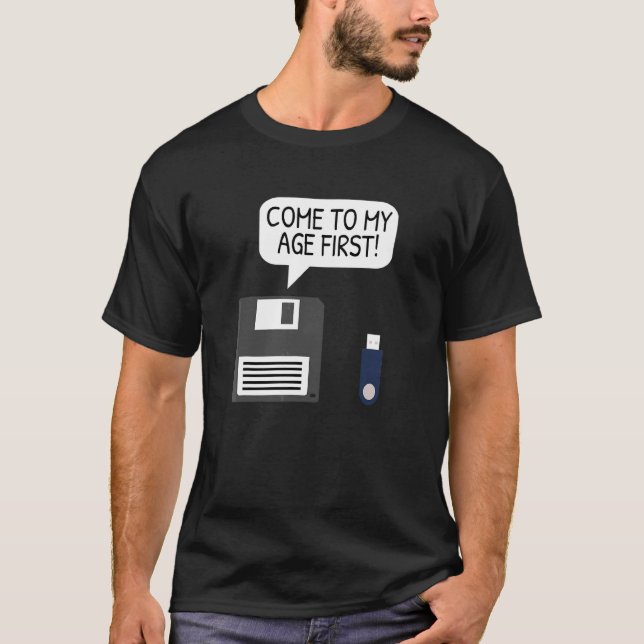 Diskettenhet USB Geek & Computer Programmer T Shirt (Framsida)