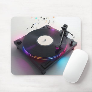 Diskjockey Turntable with Neon Musik noter Musmatta