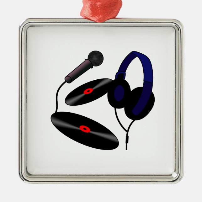 Diskjockeylogotyp Julgransprydnad Metall (Framsidan)