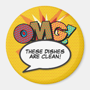 Diskmaskin OMG Rena Diskar Kul Retro Tecknad Serie Magnet