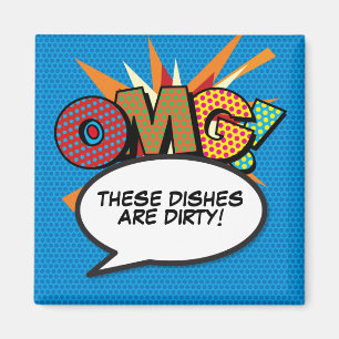 Diskmaskin OMG Smutsiga Diskar Rolig Retro Serieti Magnet