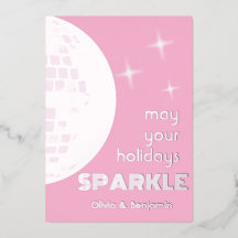 Diskoboll Glitter Silverfolie Högtidskort Rosa
