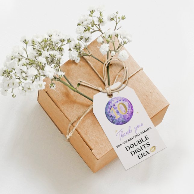 Diskop i min Dubbla Digit Era-Födelsedagsfest-förm Presentetikett (Skapare uppladdad)