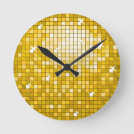 Diskot belägger med tegel "den guld-" tryckväggen rund klocka