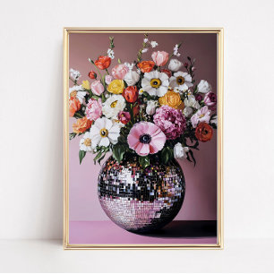 Diskovase med blommor poster