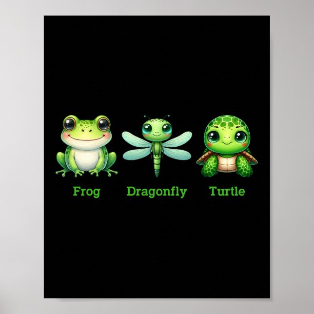 Diskret antitrump Politiskt humor Frog Dragonfly T Poster (Framsidan)