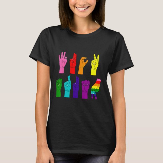 Diskret antitrumpsigneringsspråk Lgbtq+ Resist T Shirt (Framsida)