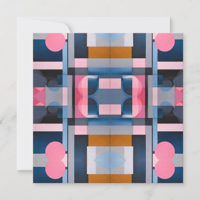 Diskret blåsbildning och Pinks i geometrisk abstra Julkort (Framsida)