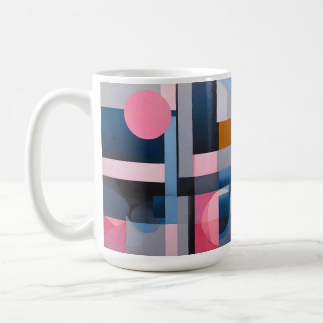 Diskret blåsbildning och Pinks i geometrisk abstra Kaffemugg (Vänster)