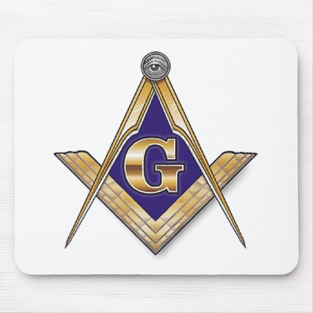 Diskret blått kvadrerar & passare musmatta (Framsidan)