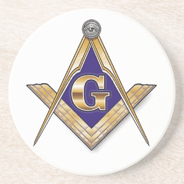 Diskret blått kvadrerar & passare underlägg sandsten (Framsidan)