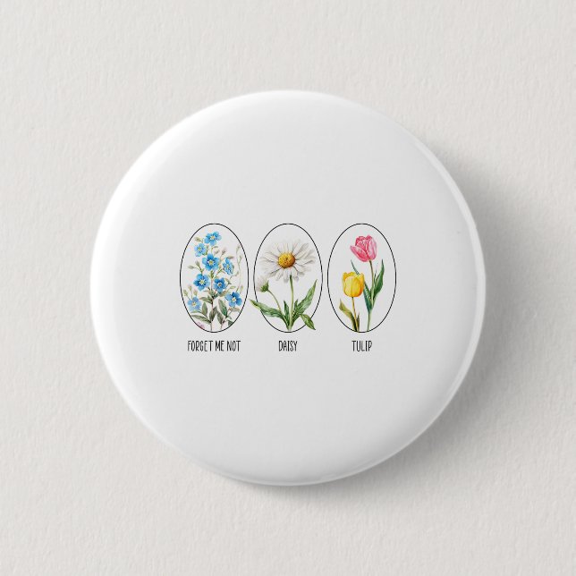 Diskret Blommigt 8647 Trumpblommor Glöm mig inte D Knapp (Framsida)