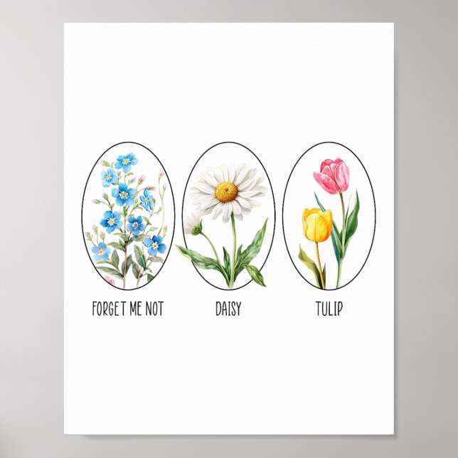 Diskret Blommigt 8647 Trumpblommor Glöm mig inte D Poster (Framsidan)