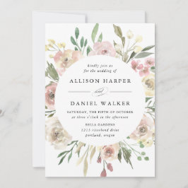 Diskret blommor | BRÖLLOP Inbjudningar