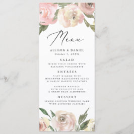 Diskret blommor | Menykort för Blommigt Bröllop Meny