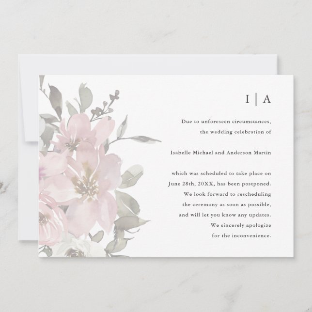 Diskret blomsterförlovning uppskjuten meddelande (Framsida)