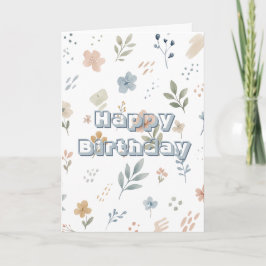 Diskret blomstermotiv, Grattis på födelsedagen  Kort