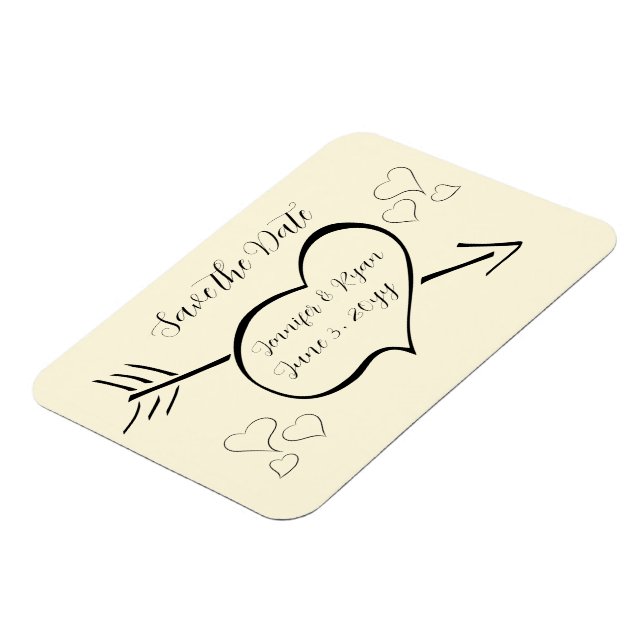 Diskret Cream Calligraphy-hörn sparar datumet Magnet (Vänstra Sidan)