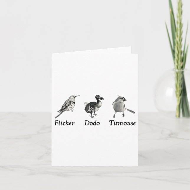 Diskret djur, Flicker Dodo Titmus Kort (Framsida)