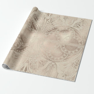 Diskret egyptisk Blommigt och Geometric Ornamentat Presentpapper