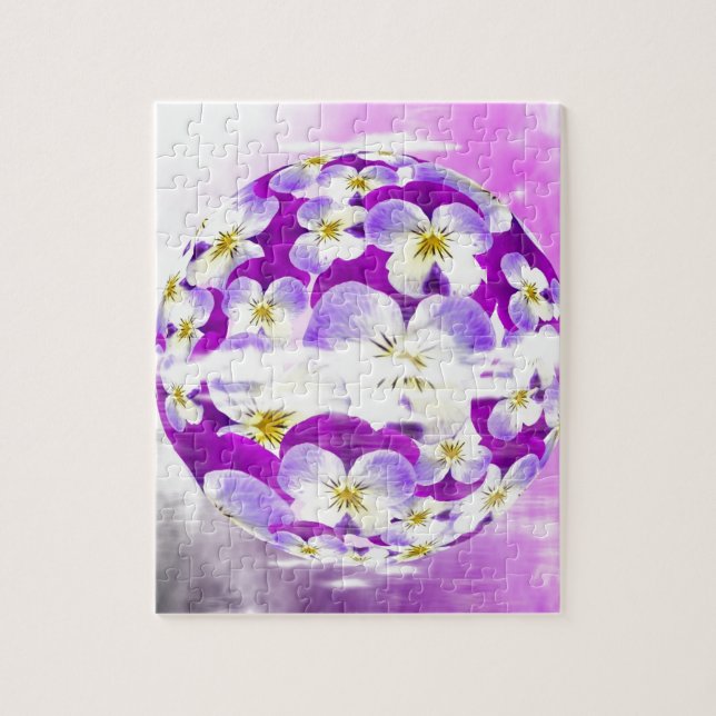 Diskret, enkel Violet Pansy-blomma mönster-glob Pussel (Vertikal)