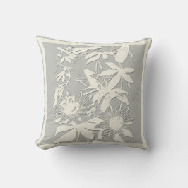 Diskret Grått och vit Blommigt Pillow Kudde