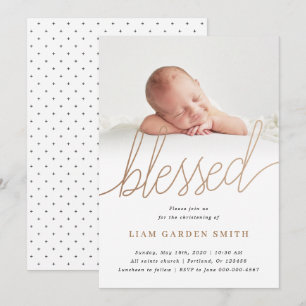 Diskret Kor-handskrivet Christening Photo Inbjudningar