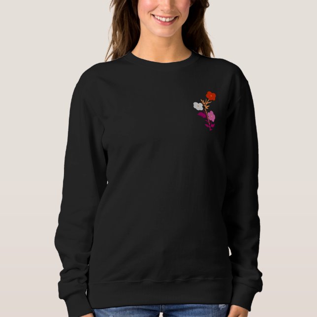 Diskret Lesbisk Flagga Flowers T Shirt (Framsida)