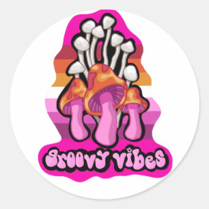 Diskret Lesbisk Flagga Mushroom Sticker Runt Klistermärke