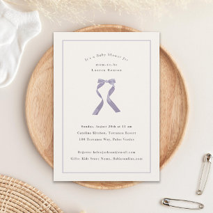 Diskret Lila Bow Classic Girl Baby Shower Inbjudningar
