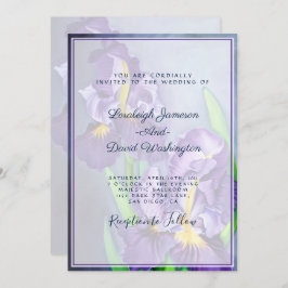 Diskret lila Irises personligt bröllp Inbjudningar