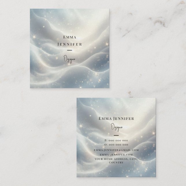 Diskret mjuk bakgrund i glitter fyrkantigt visitkort (Fram/baksida)