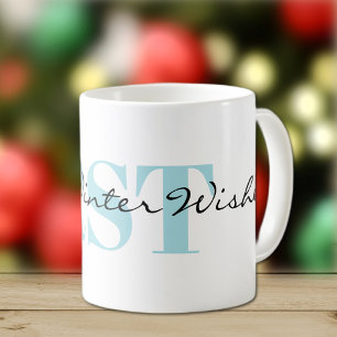 Diskret Monogram och Warm Winter Önskemål Kaffemugg