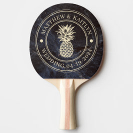 Diskret Mörk Sten Ananas Bröllopskam & Namn Pingisracket