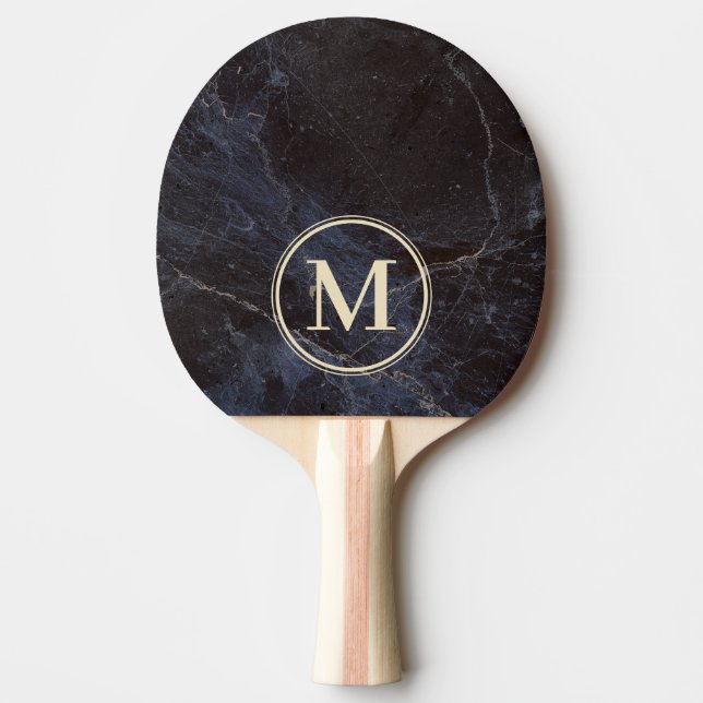 Diskret mörk stens monogram pingisracket (Framsidan)