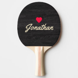 Diskret Mörk Trä Vintage Hjärta Signatur Pingisracket