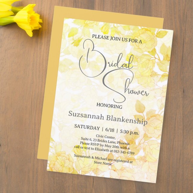 Diskret Pastell Blommig Bakgrund Bröllopsdusch  Inbjudningar (bridal shower invitation floral front with coordinating color back)
