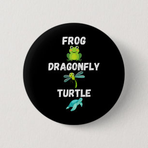 Diskret Politiskt humor Frog Dragonfly Turtle Knapp