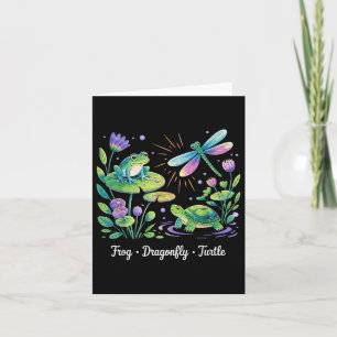 Diskret Politiskt humor Frog Dragonfly Turtle Kort