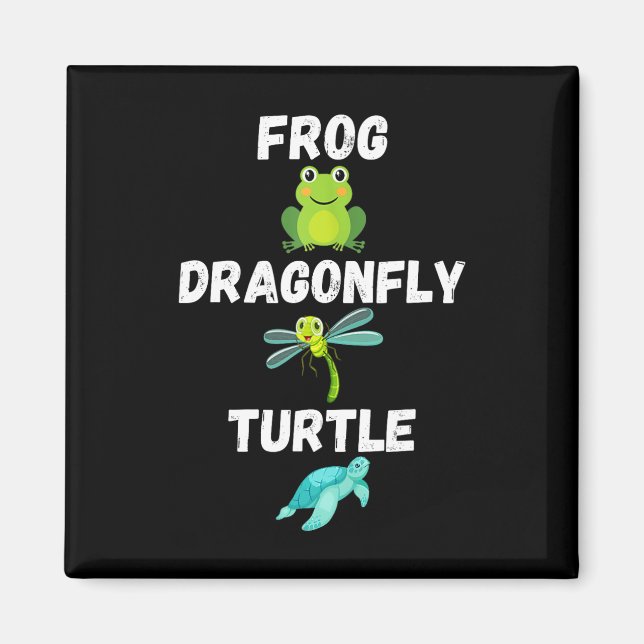 Diskret Politiskt humor Frog Dragonfly Turtle Magnet (Framsidan)