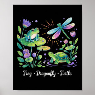 Diskret Politiskt humor Frog Dragonfly Turtle Poster