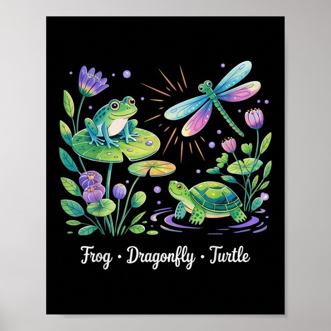 Diskret Politiskt humor Frog Dragonfly Turtle Poster (Framsidan)