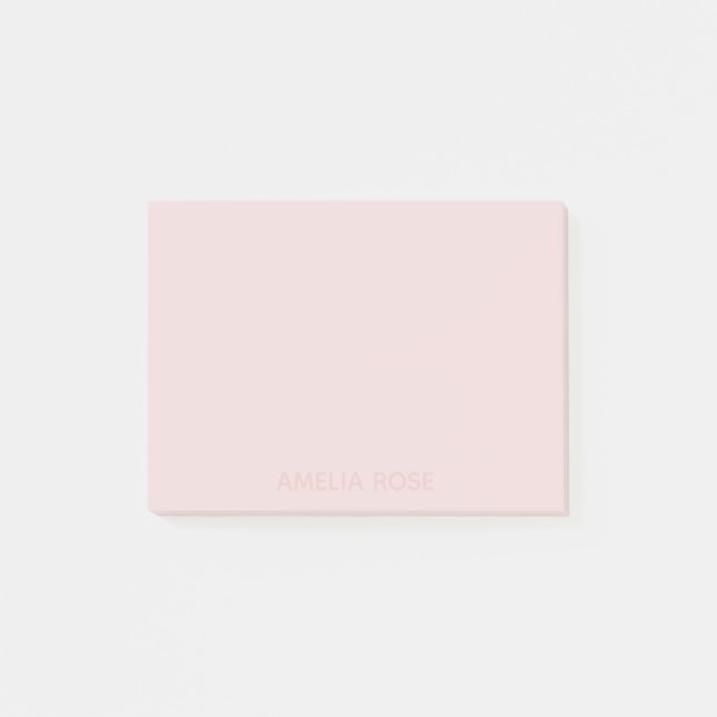 Diskret Rosa Namn på Mjukt Rosa Post-it Block (Framsida)