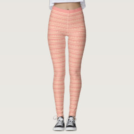 Diskret Rosa Peach Stars Rand Mönster Fitness Leggings