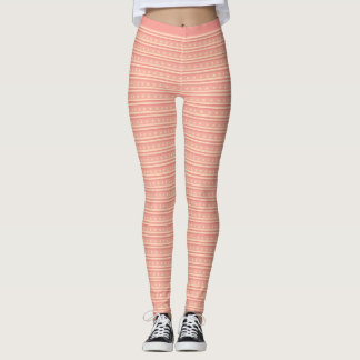 Diskret Rosa Peach Stars Rand Mönster Fitness Leggings